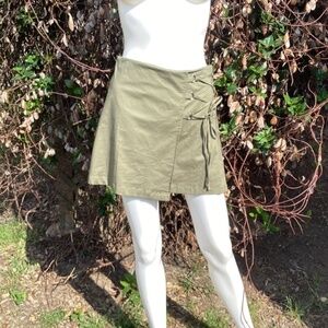 NWT Wild Fable Olive Green Pleated Wrap Style Side Tie Mini Skirt